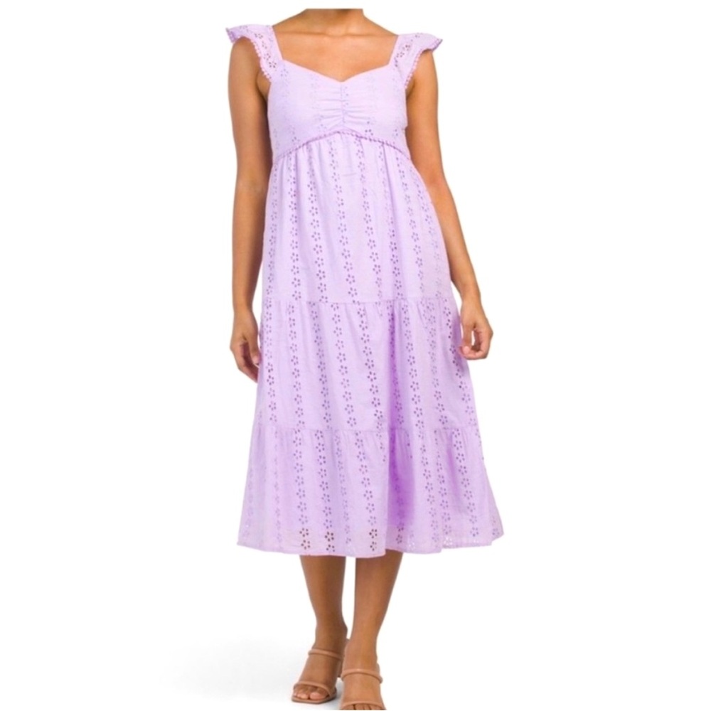 Sincerely Jules Lavender Eyelet Midi Dress - Picture 3 of 7